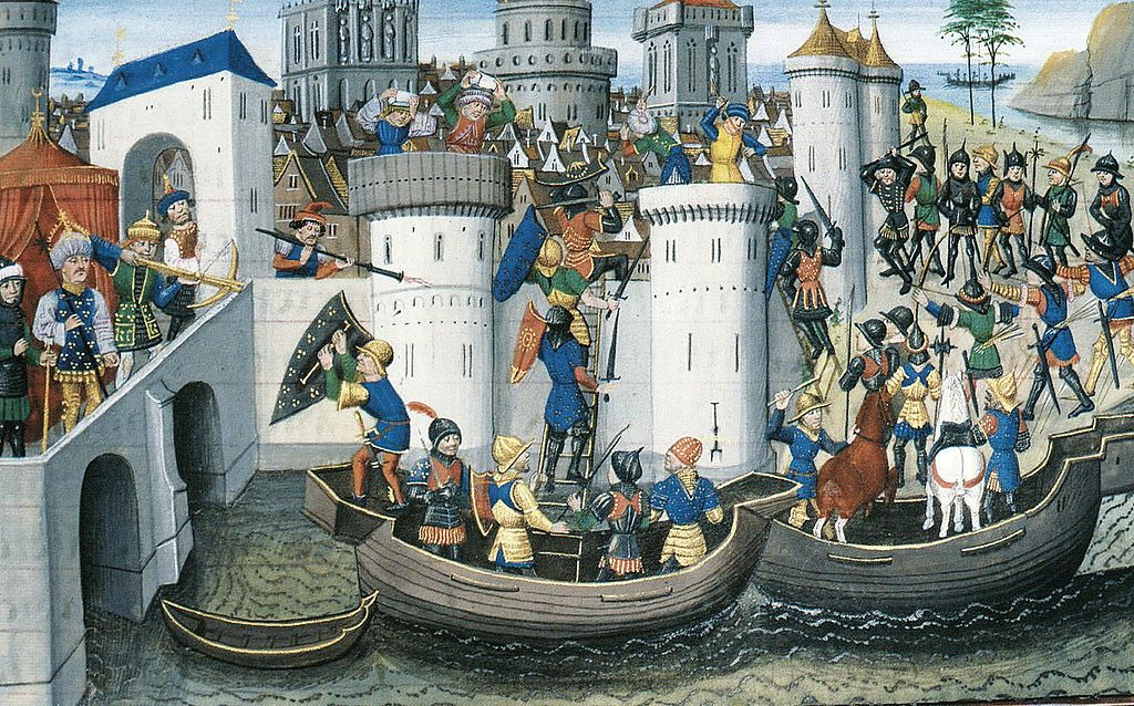 الصليبيين يستولون على القسطنطينية المسيحية (رسم من القرن 15 - مكتبة الارسنال باريس)