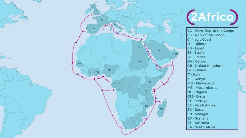 خريطة الكابلات البحرية عالميا